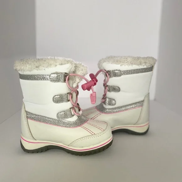 Toddler White & Pink Snow boots - Picture 3 of 8